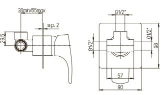 Встраиваемый смеситель для душа Paini Lady 89CR690 хром